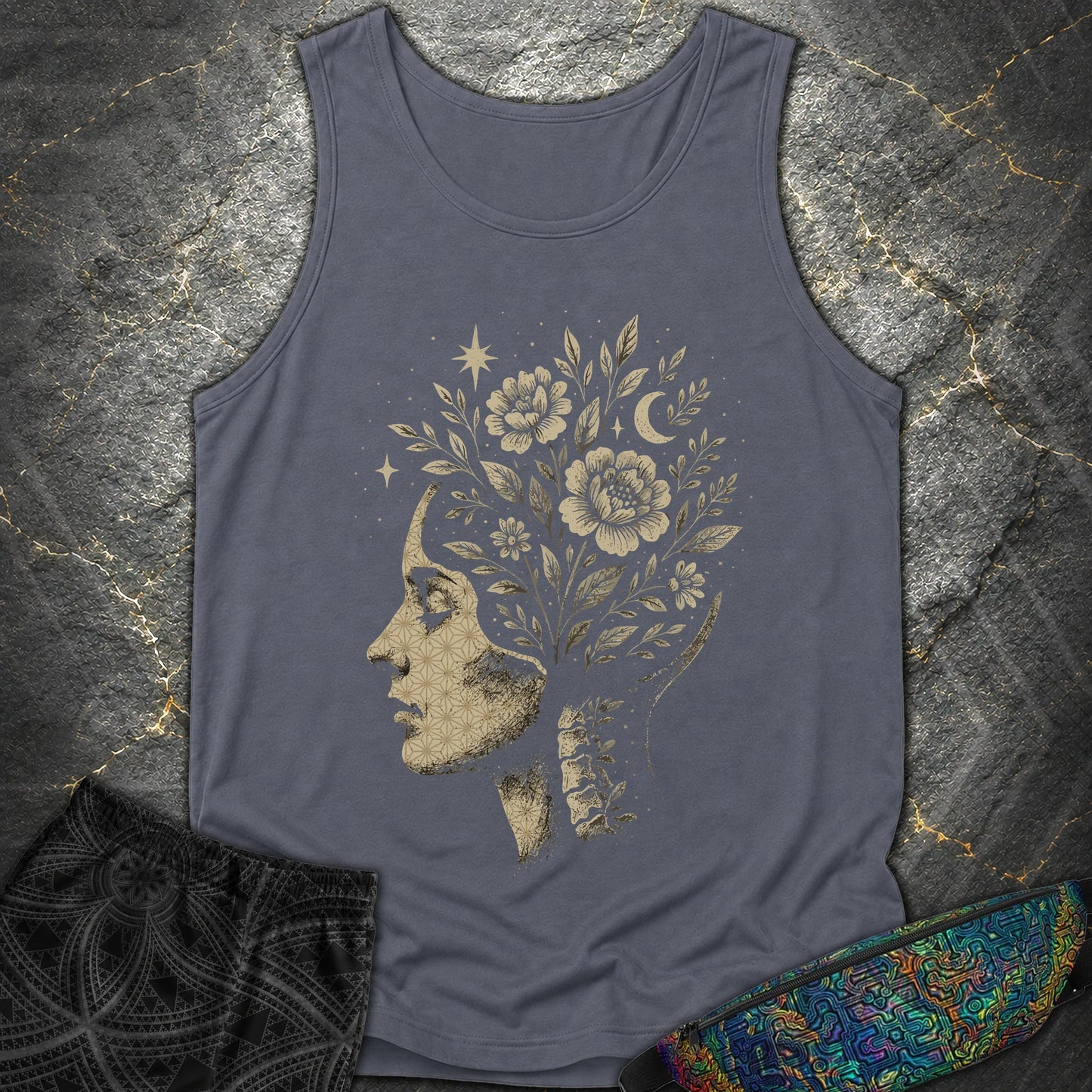 Inner Garden T-Shirt - Inner Garden Comfort Tank Top - Denim
