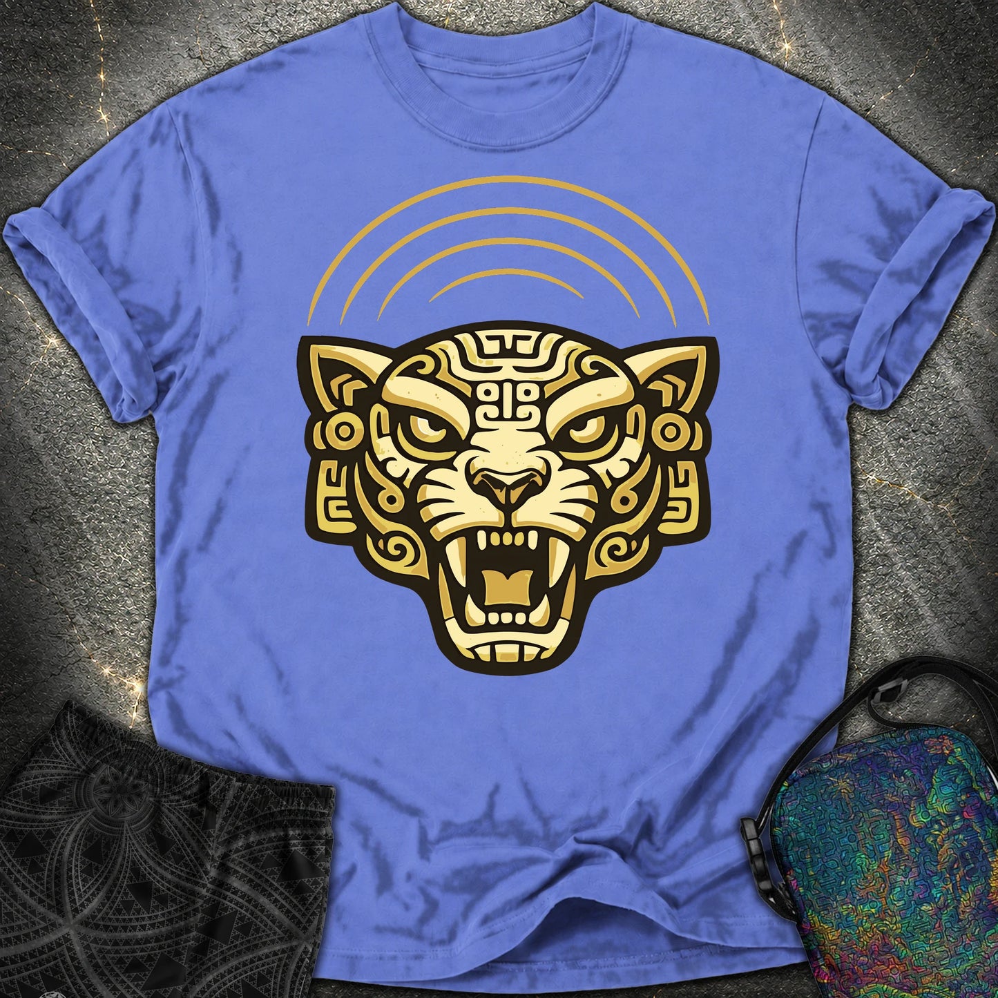 Mayan Jaguar - Mayan Jaguar Comfort T-Shirt - Flo Blue