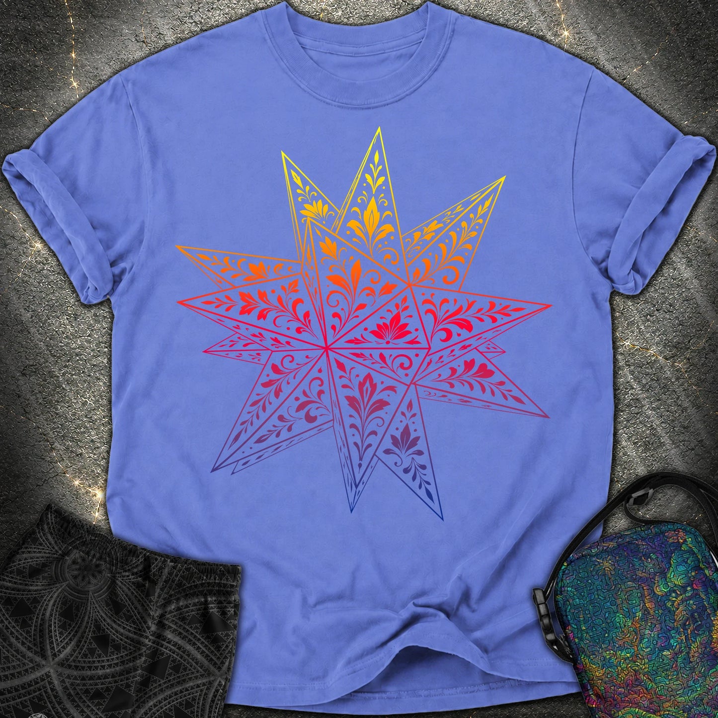 Colorful Stellated Dodecahedron - Colorful Stellated Dodecahedron Comfort T-Shirt - Flo Blue