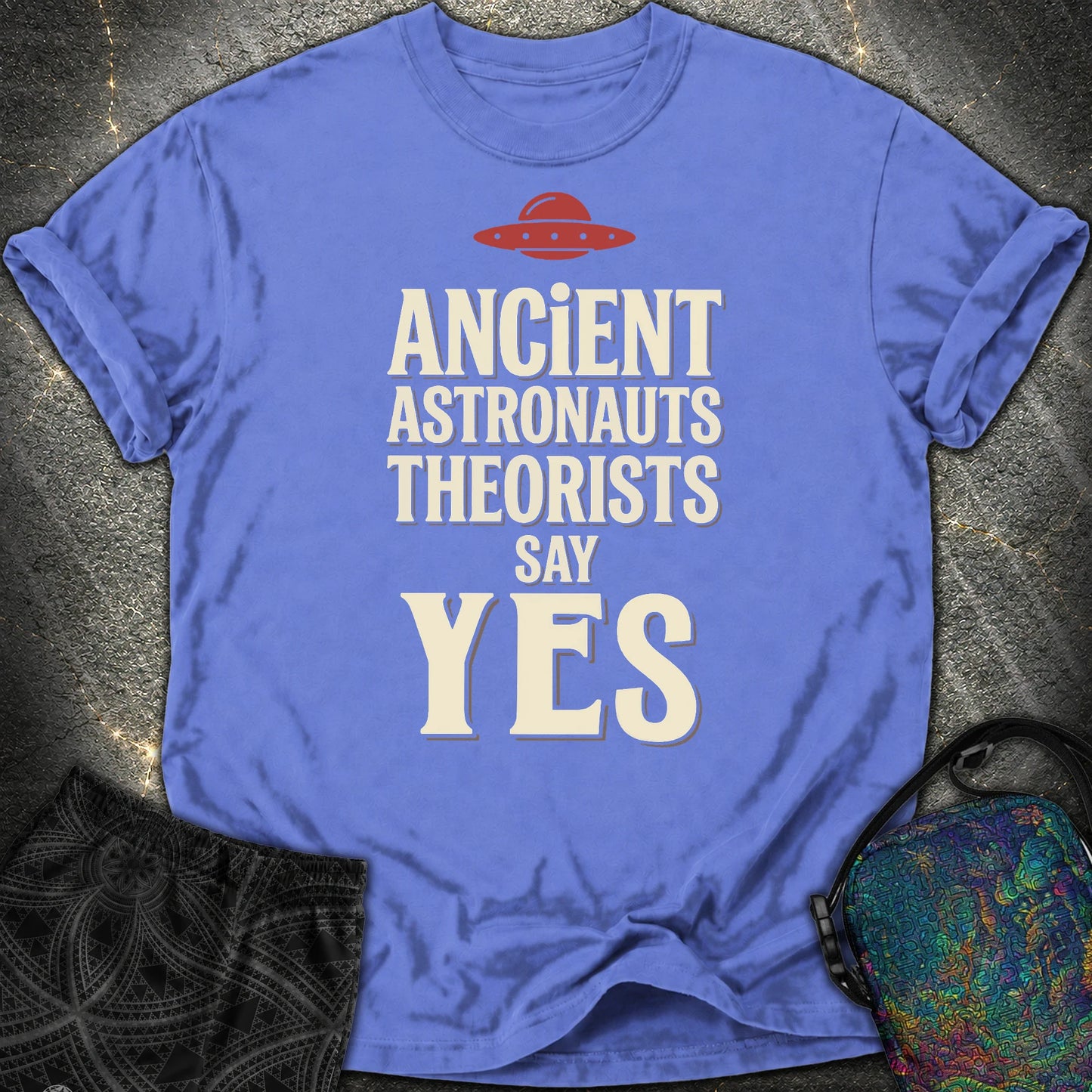 Ancient Astronaut Sey Yes 3 - Ancient Astronaut Sey Yes 3 Comfort T-Shirt - Flo Blue