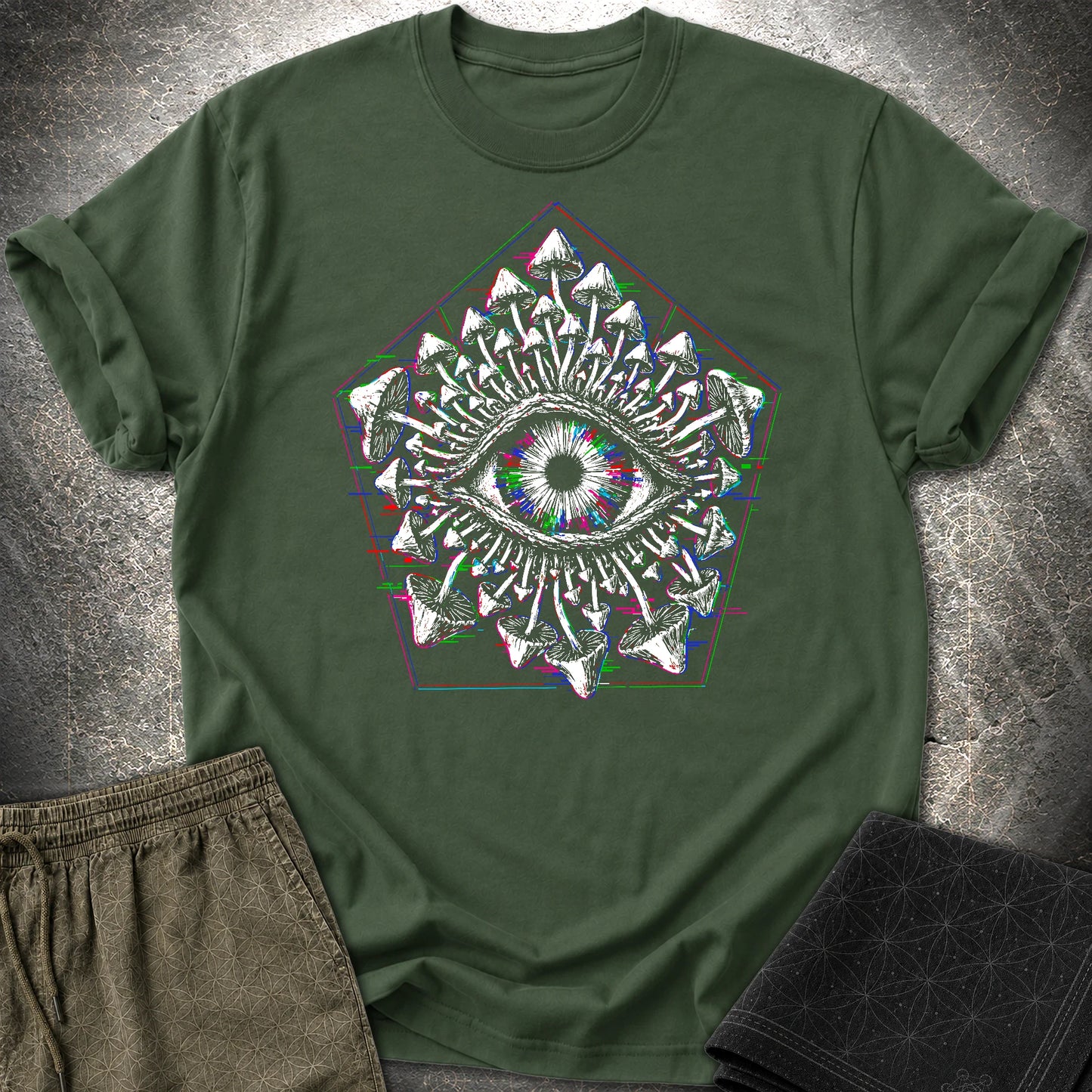 Third Eye Mushroom T-Shirt - Third Eye Mushroom T-Shirt - Forest Green
