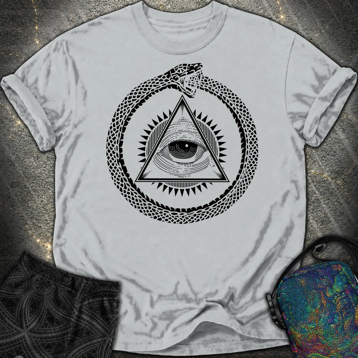 Ouroboros Eye of Providence Comfort T-Shirt - Ouroboros Eye of Providence Comfort T-Shirt - Granite