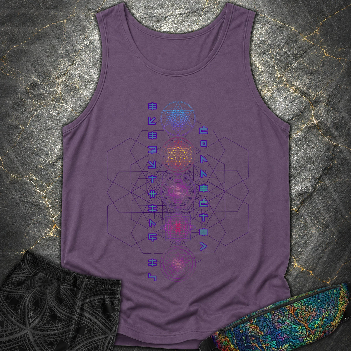 Everything Is Connected Sacred Geometry T-Shirt - Everything Is Connected Sacred Geometry Comfort Tank Top - Grape