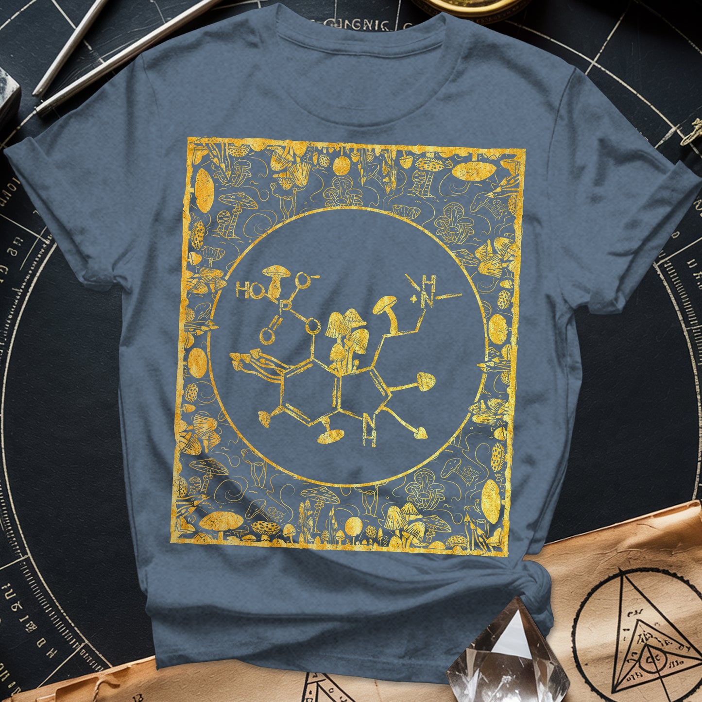 Psilocybin Molecule Mushroom Frame T-Shirt