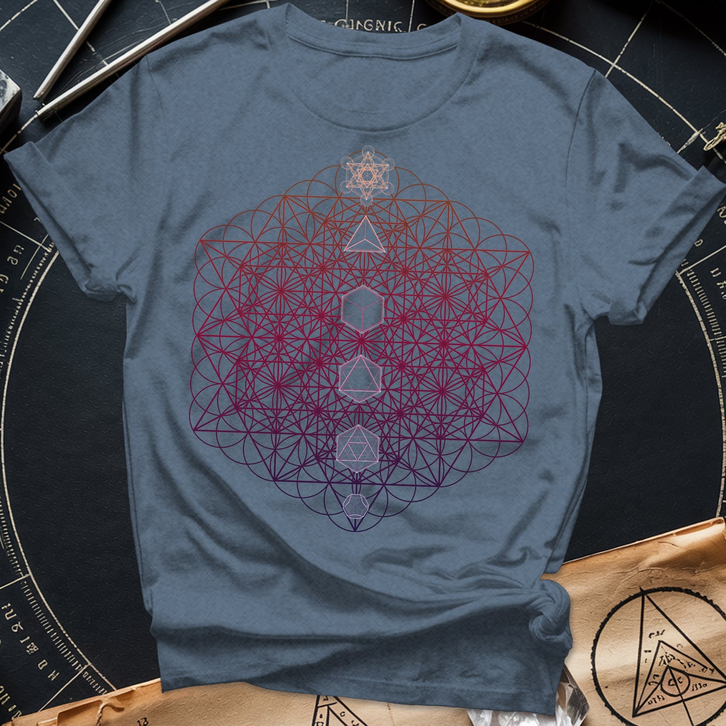 64 Tetrahedron Platonic Solids Metatron T-Shirt