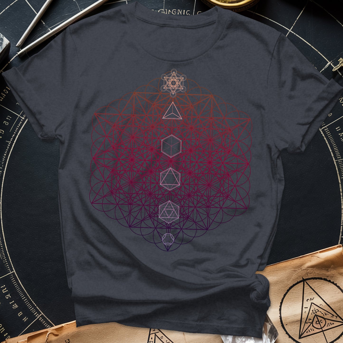 64 Tetrahedron Platonic Solids Metatron T-Shirt