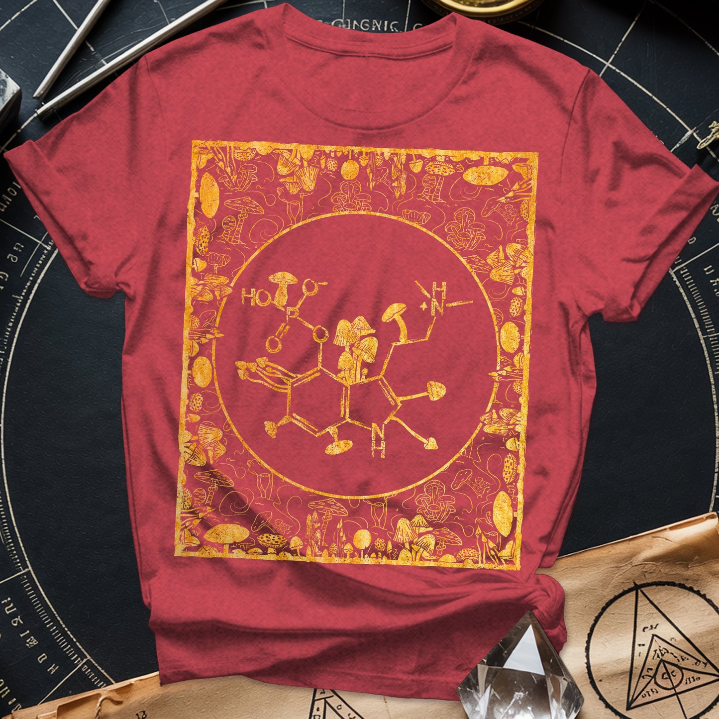 Psilocybin Molecule Mushroom Frame T-Shirt