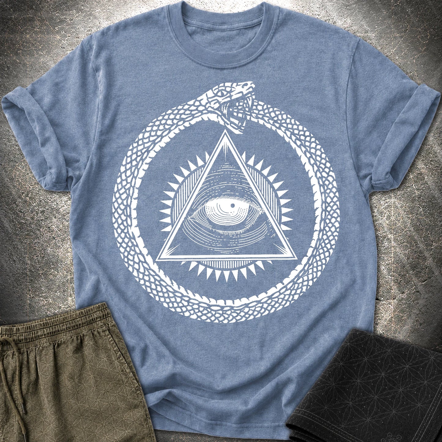 Eye Of Providence Ouroboros T-Shirt - Eye Of Providence Ouroboros T-Shirt - Heather Indigo