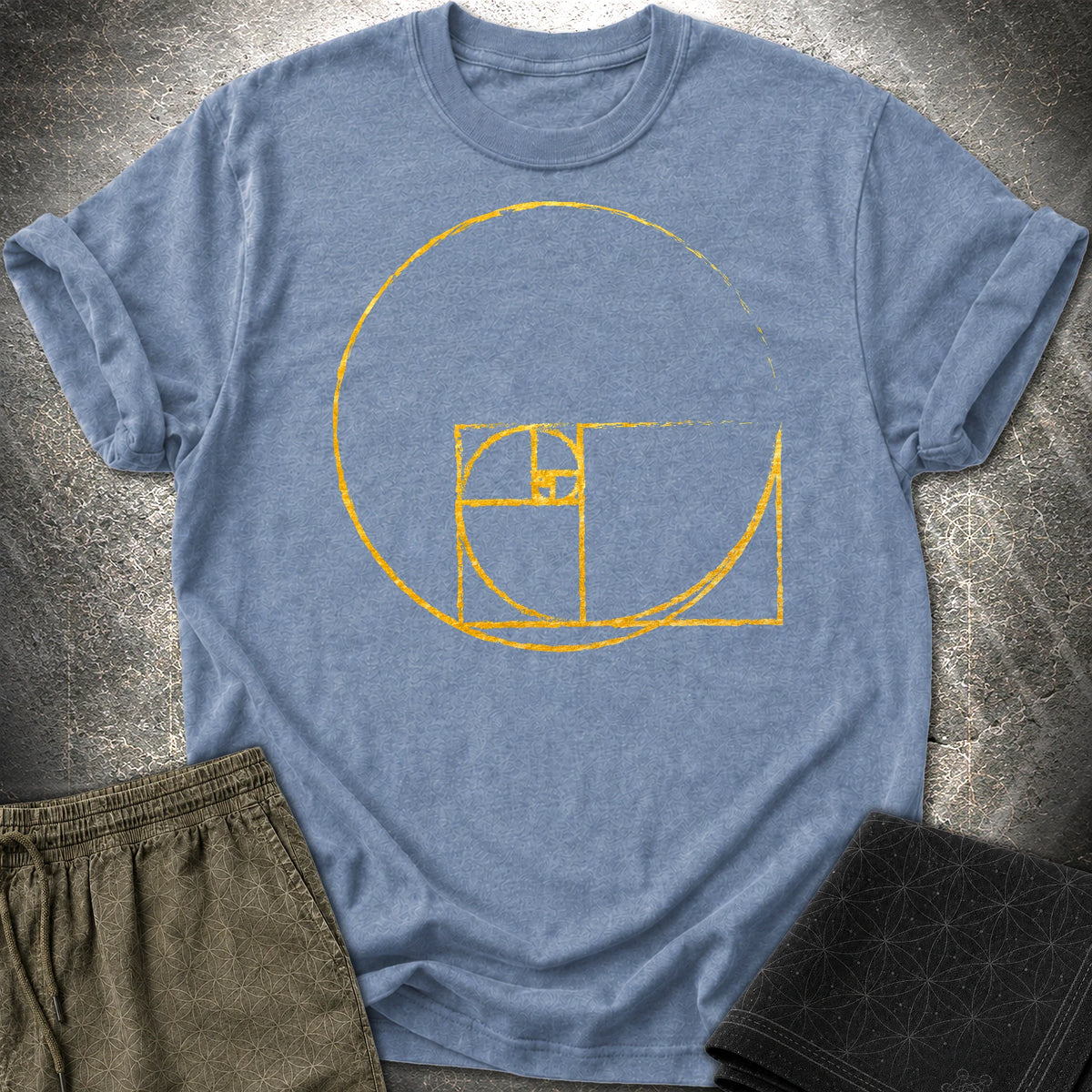 Golden Ratio Spiral Circle T-Shirt - Golden Ratio Spiral Circle T-Shirt - Heather Indigo