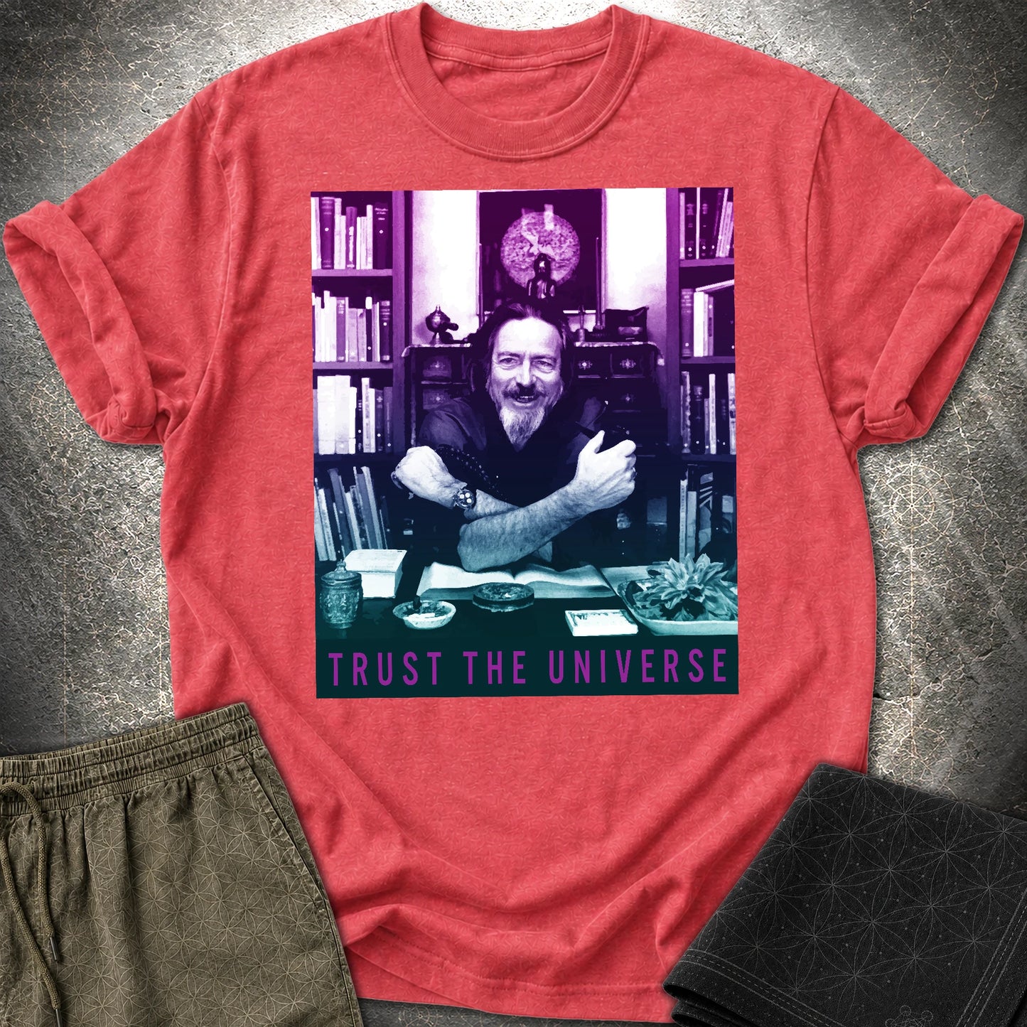 Alan Watts Trust The Universe T-Shirt - Alan Watts Trust The Universe T-Shirt - Heather Red