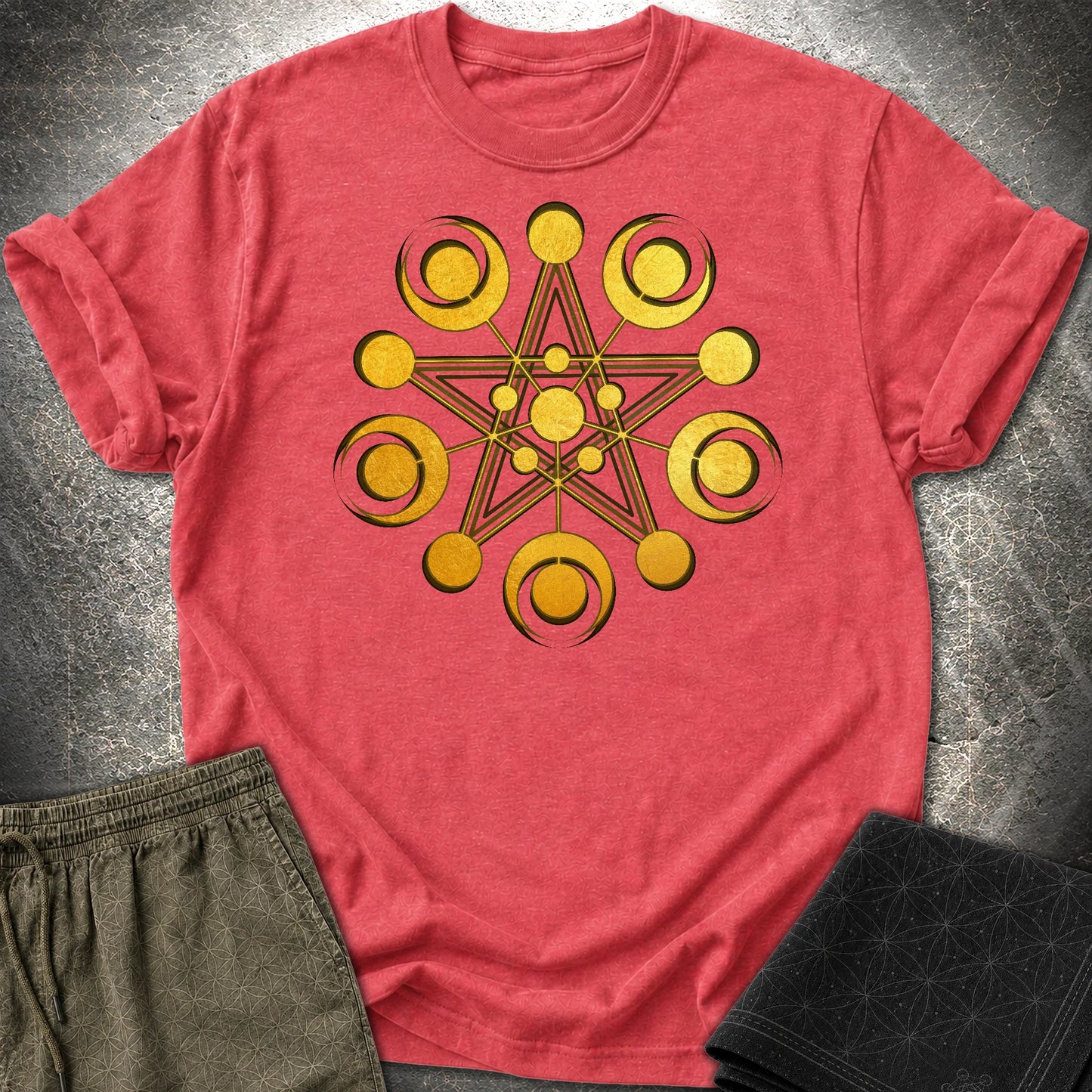 Golden Crop Circle T-Shirt - Golden Crop Circle T-Shirt - Heather Red