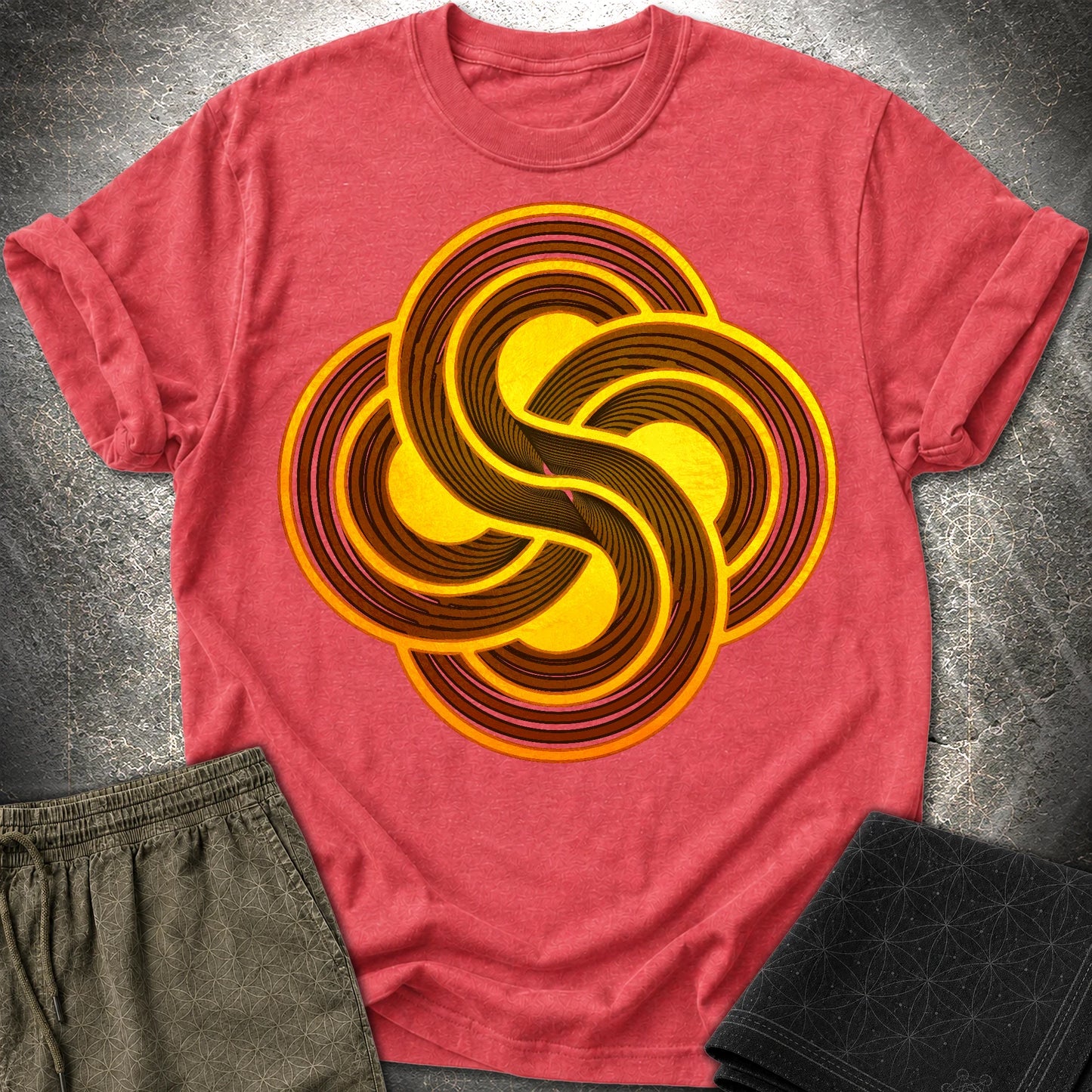 Crop Circle Flow T-Shirt - Crop Circle Flow T-Shirt - Heather Red