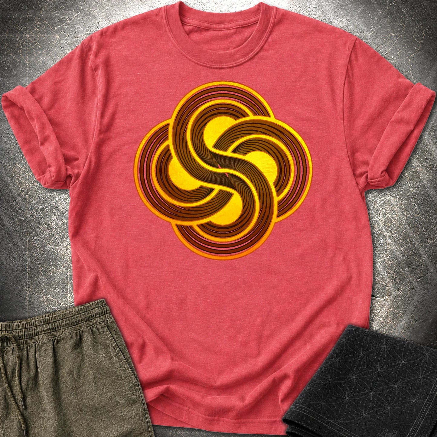 Crop Circle Flow T-Shirt - Crop Circle Flow T-Shirt - Heather Red