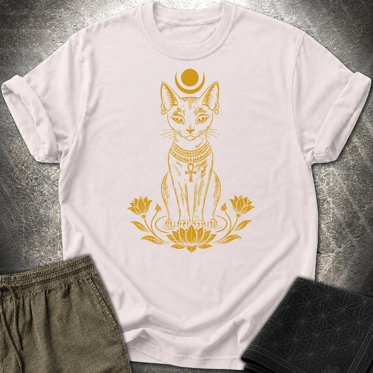 Sacred Cat of the Moon - Sacred Cat of the Moon T-Shirt - Ice Grey