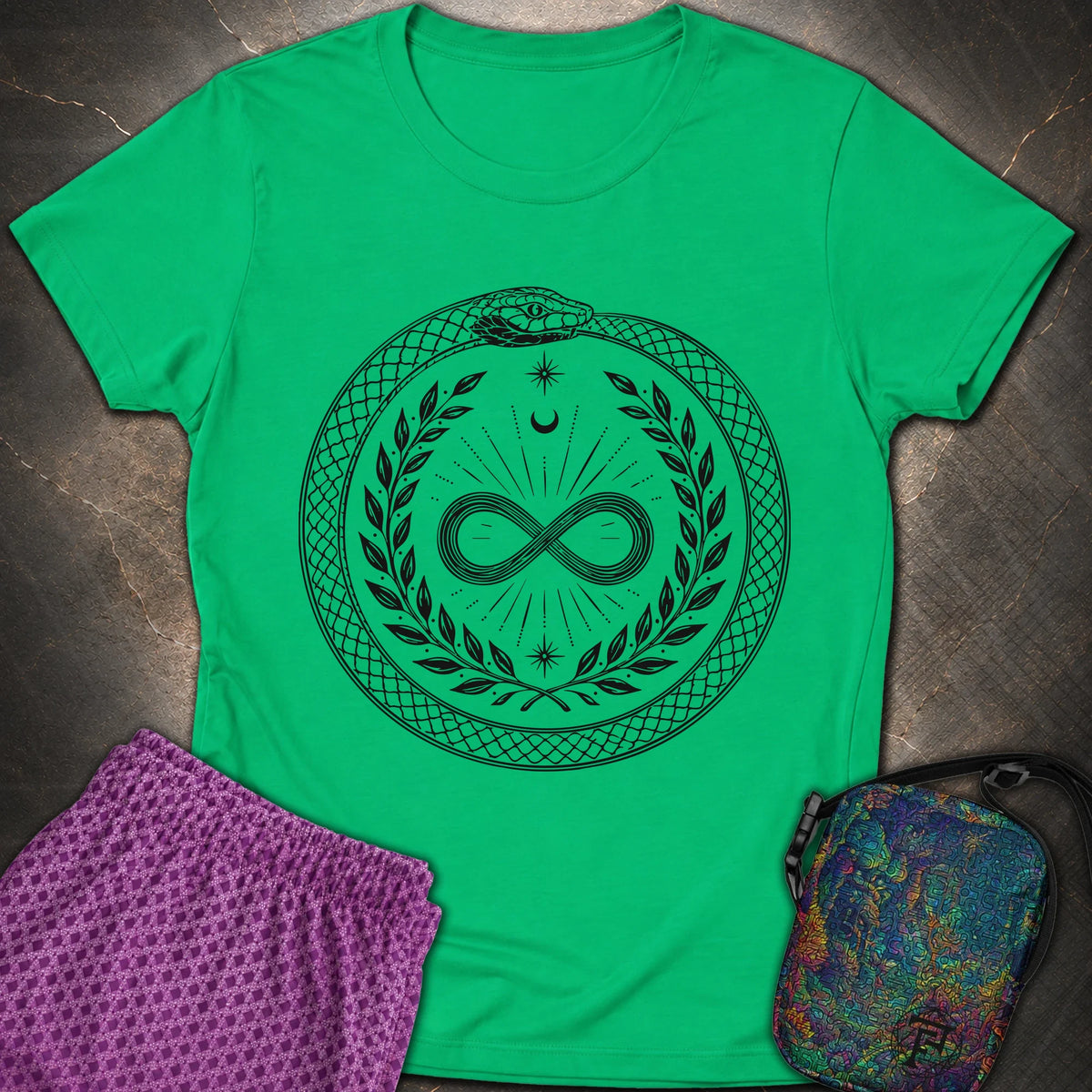 888 Ouroboros Infinity Unisex Womens T-Shirt - 888 Ouroboros Infinity Unisex Womens T-Shirt - Irish Green