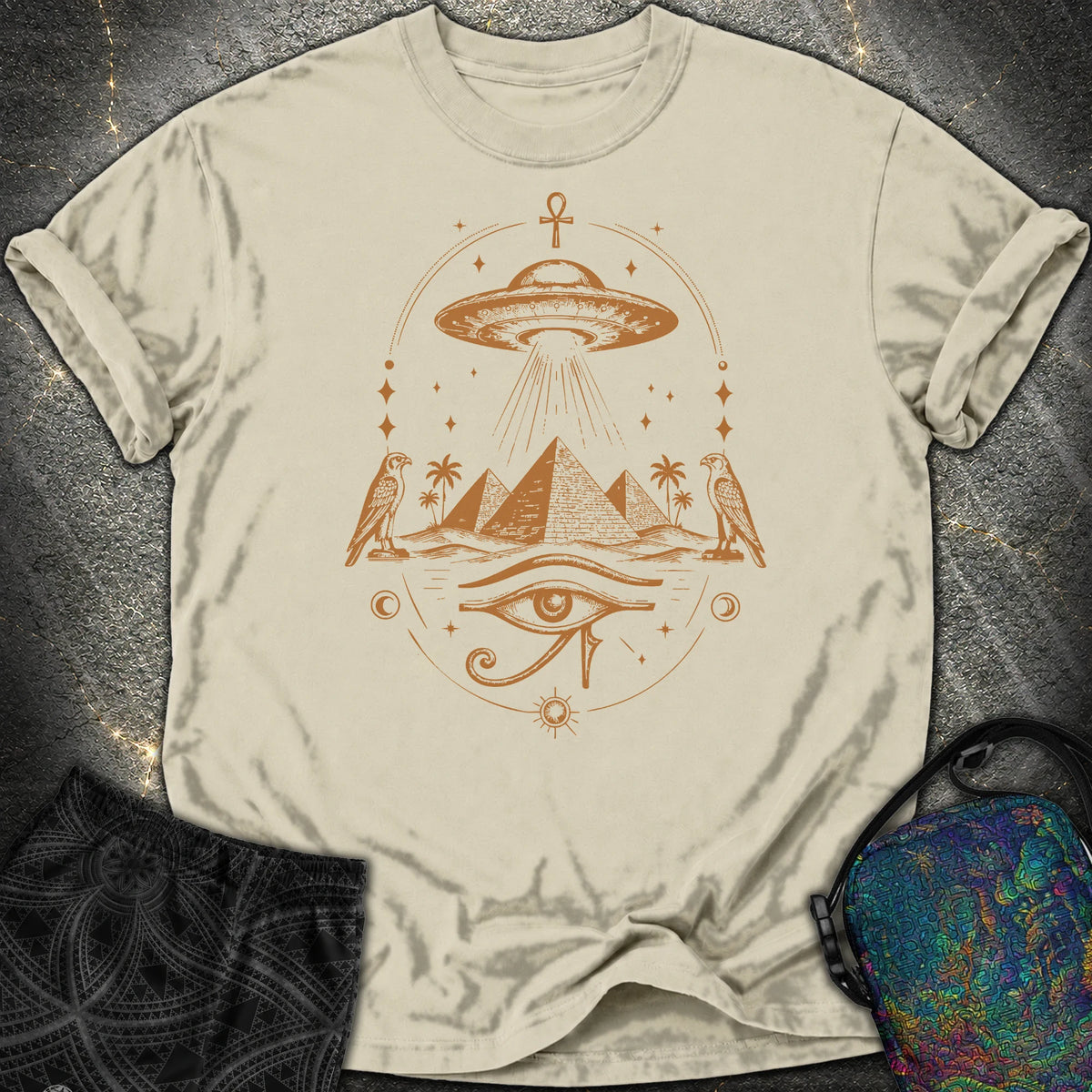 Starship Above the Sacred Pyramids - Starship Above the Sacred Pyramids Comfort T-Shirt - Khaki