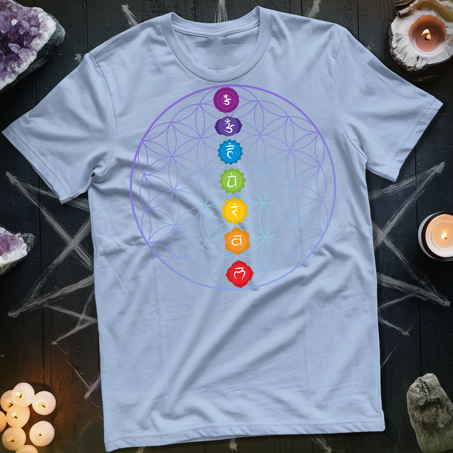 Chakras Flower Of Life T-Shirt