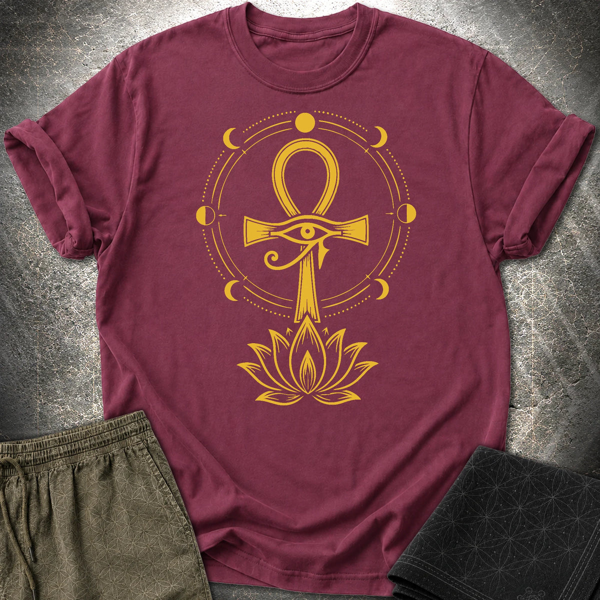 Eye of Life Above Lotus - Eye of Life Above Lotus T-Shirt - Maroon