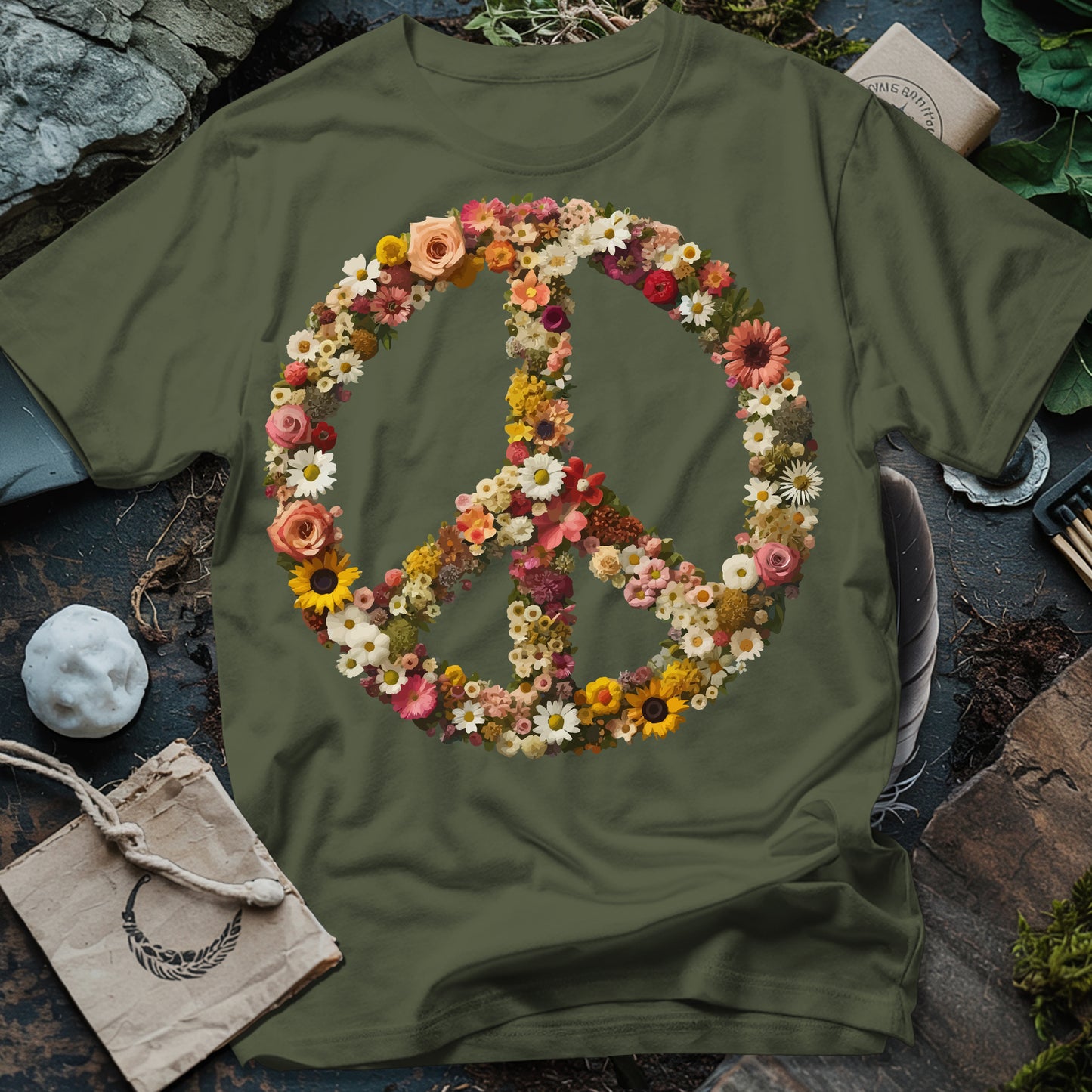 Floral Peace Symbol T-Shirt