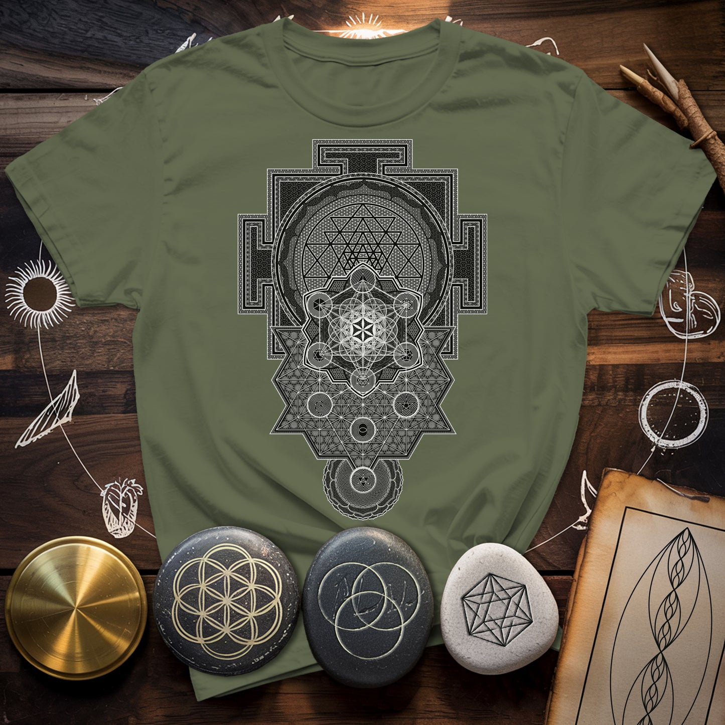 Sri Yantra Intricate Sacred Patterns T-Shirt