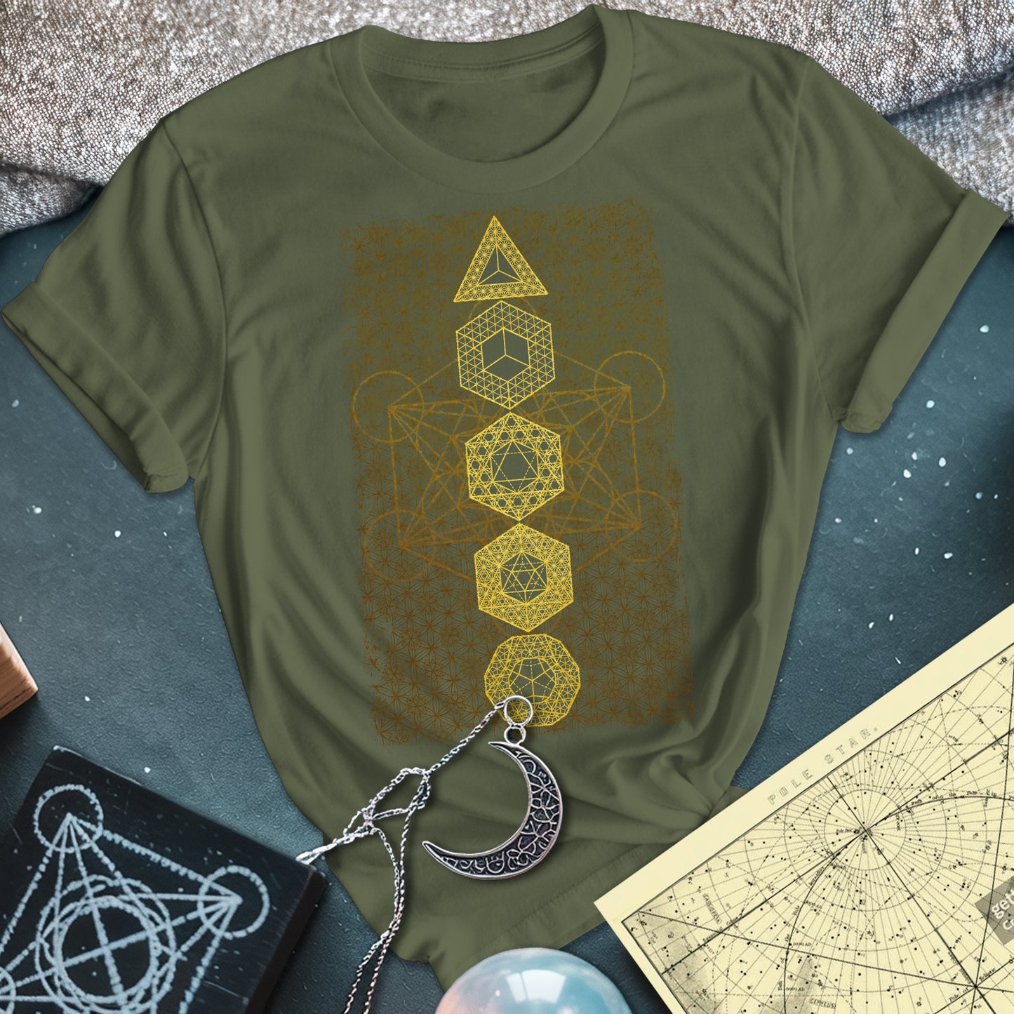 Platonic Solids Metatron's Background T-Shirt