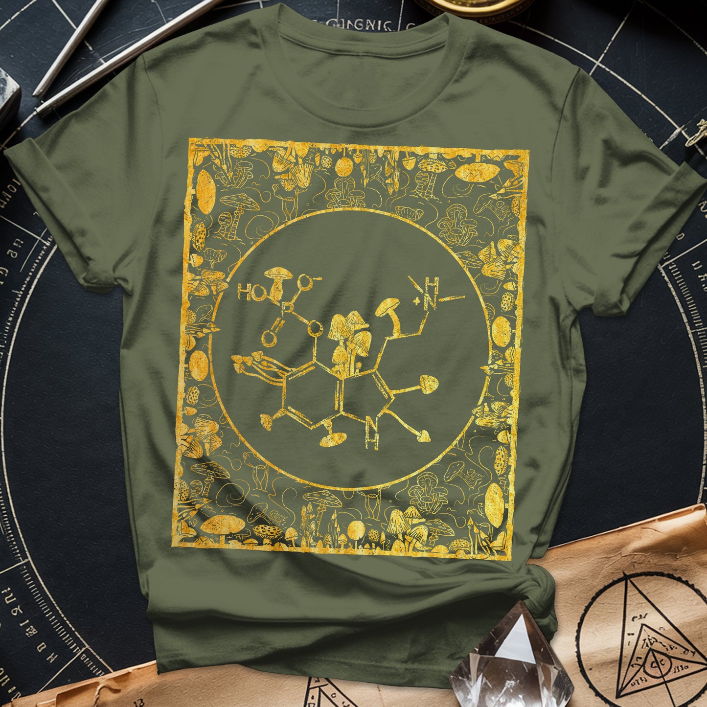 Psilocybin Molecule Mushroom Frame T-Shirt