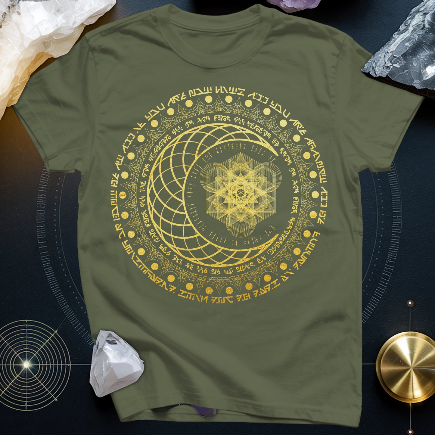 Sacred Geometry Moon Inscriptions T-Shirt