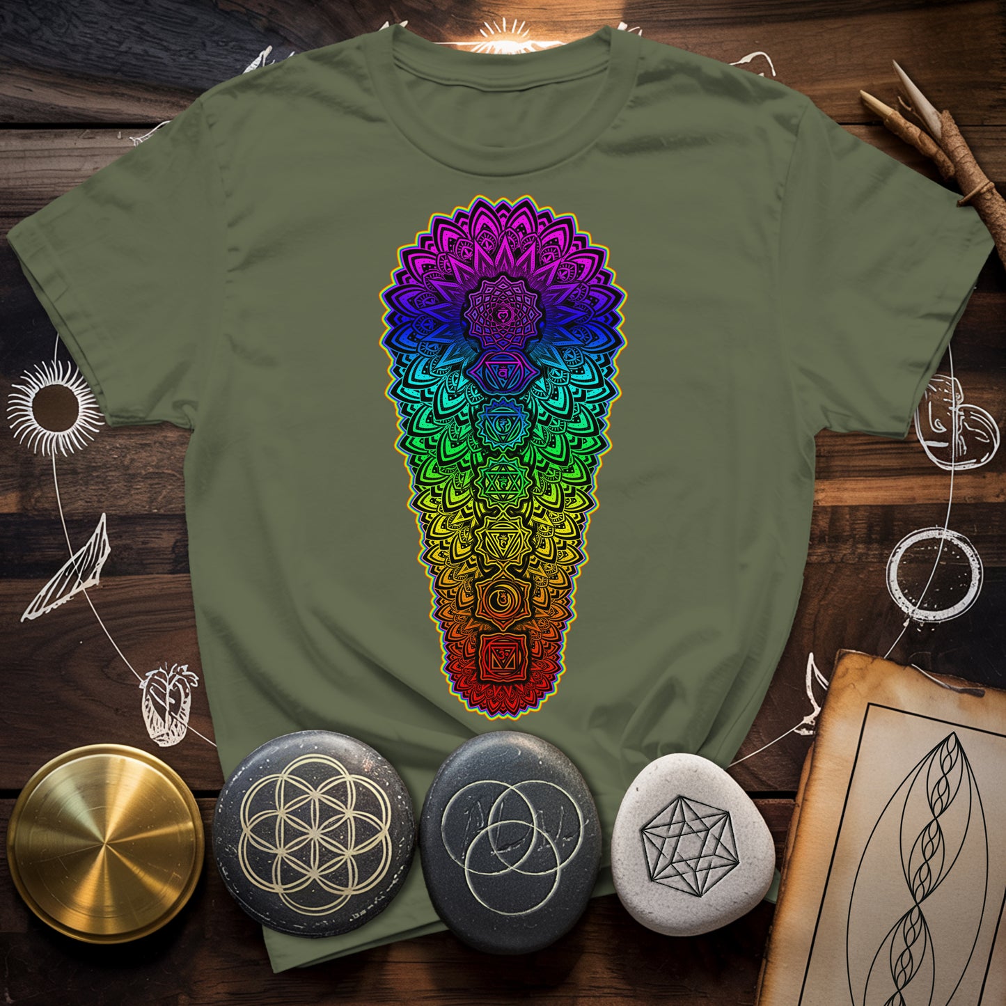 Chakra Spectrum Grounding Grid T-Shirt
