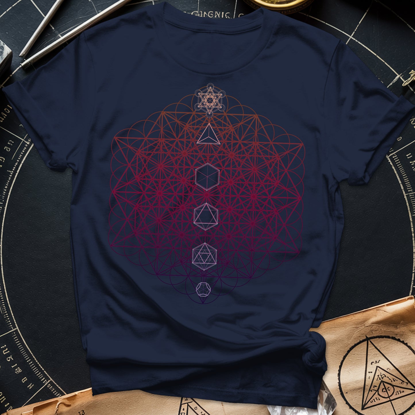 64 Tetrahedron Platonic Solids Metatron T-Shirt