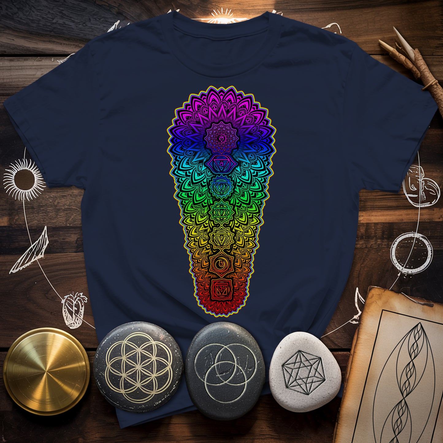 Chakra Spectrum Grounding Grid T-Shirt