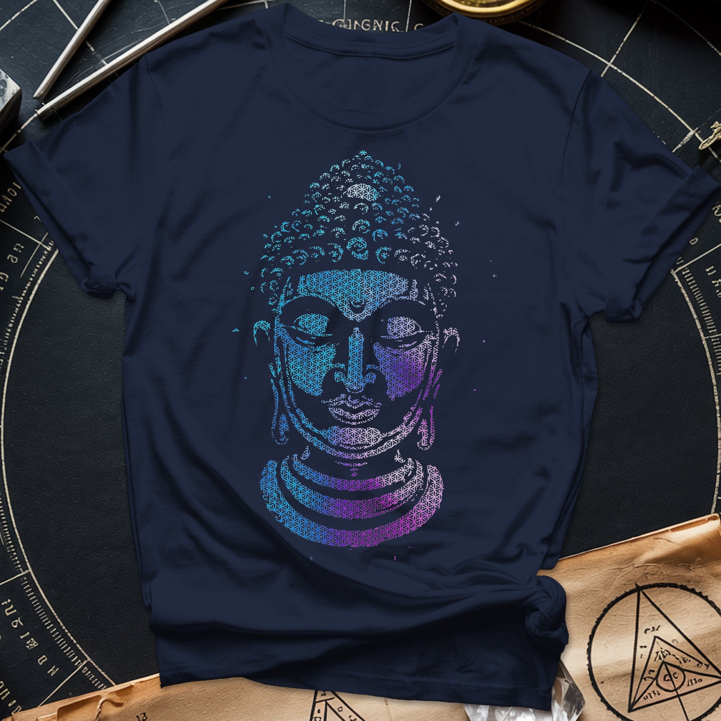 Buddha Flower Of Life Pattern T-Shirt