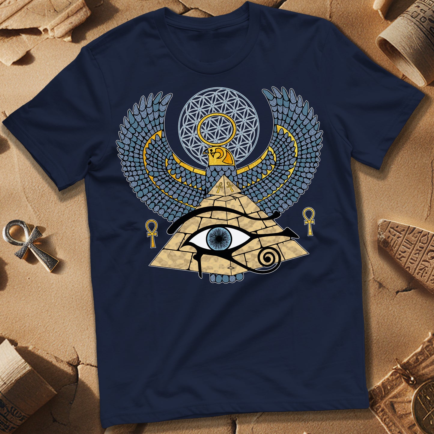Horus Flower Of Life Egypt T-Shirt