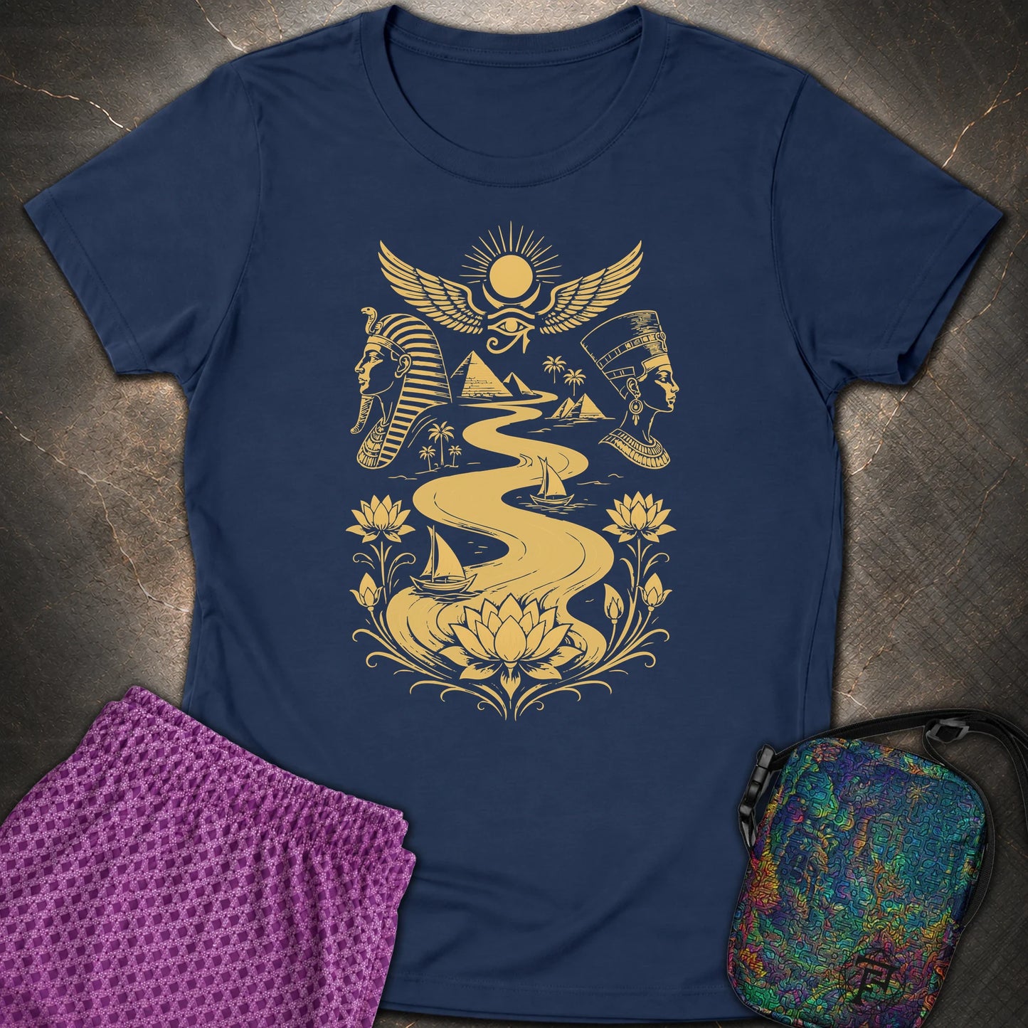 Golden Nile Between Two Crowns - Golden Nile Between Two Crowns Womens T-Shirt - Navy