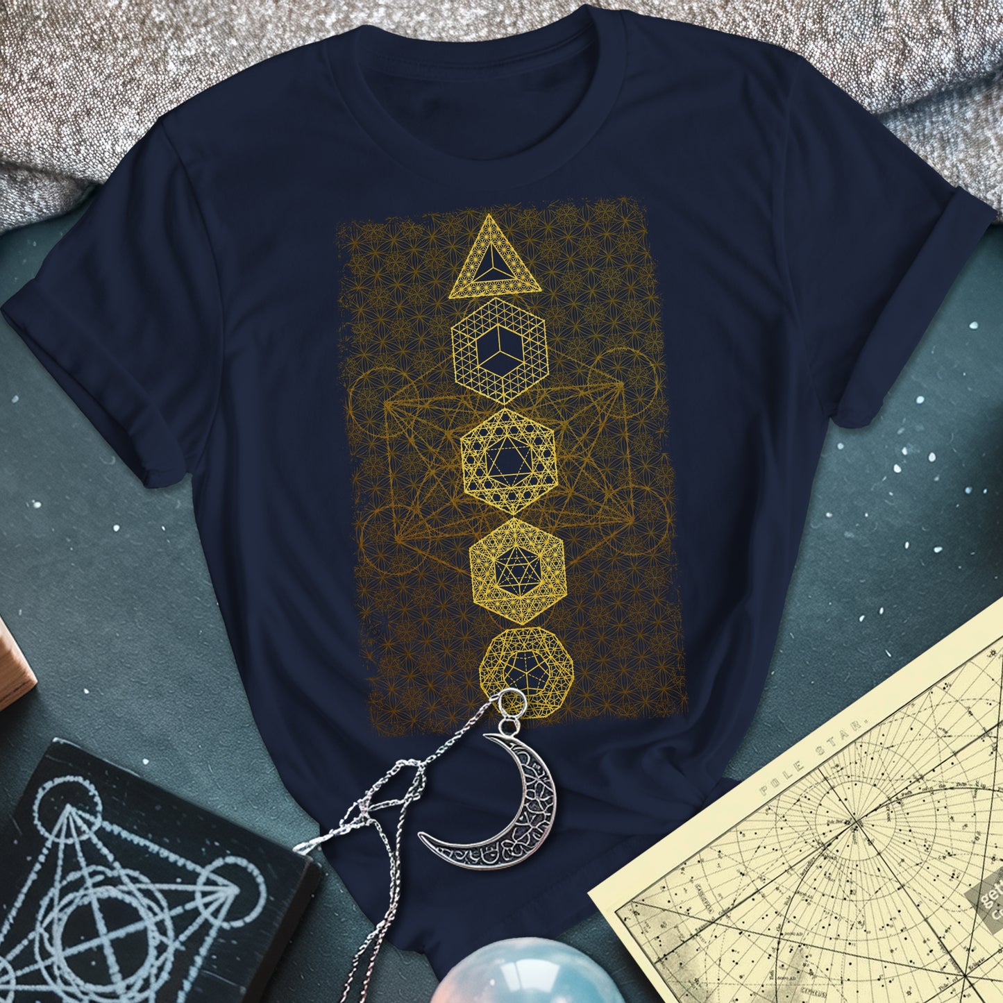 Platonic Solids Metatron's Background T-Shirt