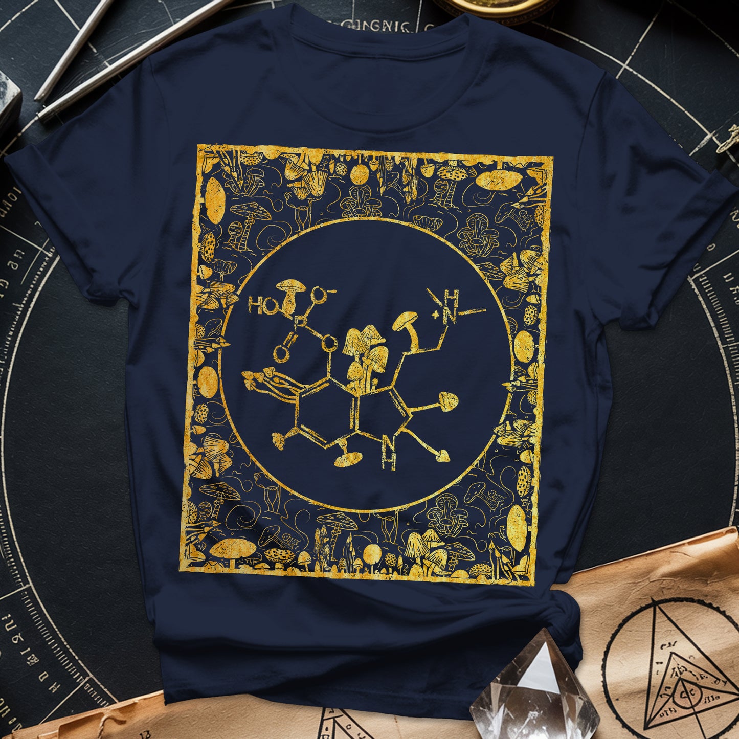 Psilocybin Molecule Mushroom Frame T-Shirt