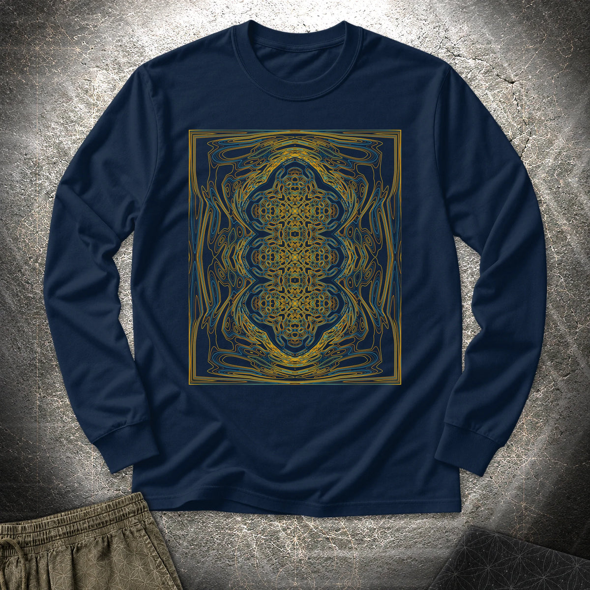 Kaleidoscopic Wave - Kaleidoscopic Wave Long Sleeve Shirt - Navy