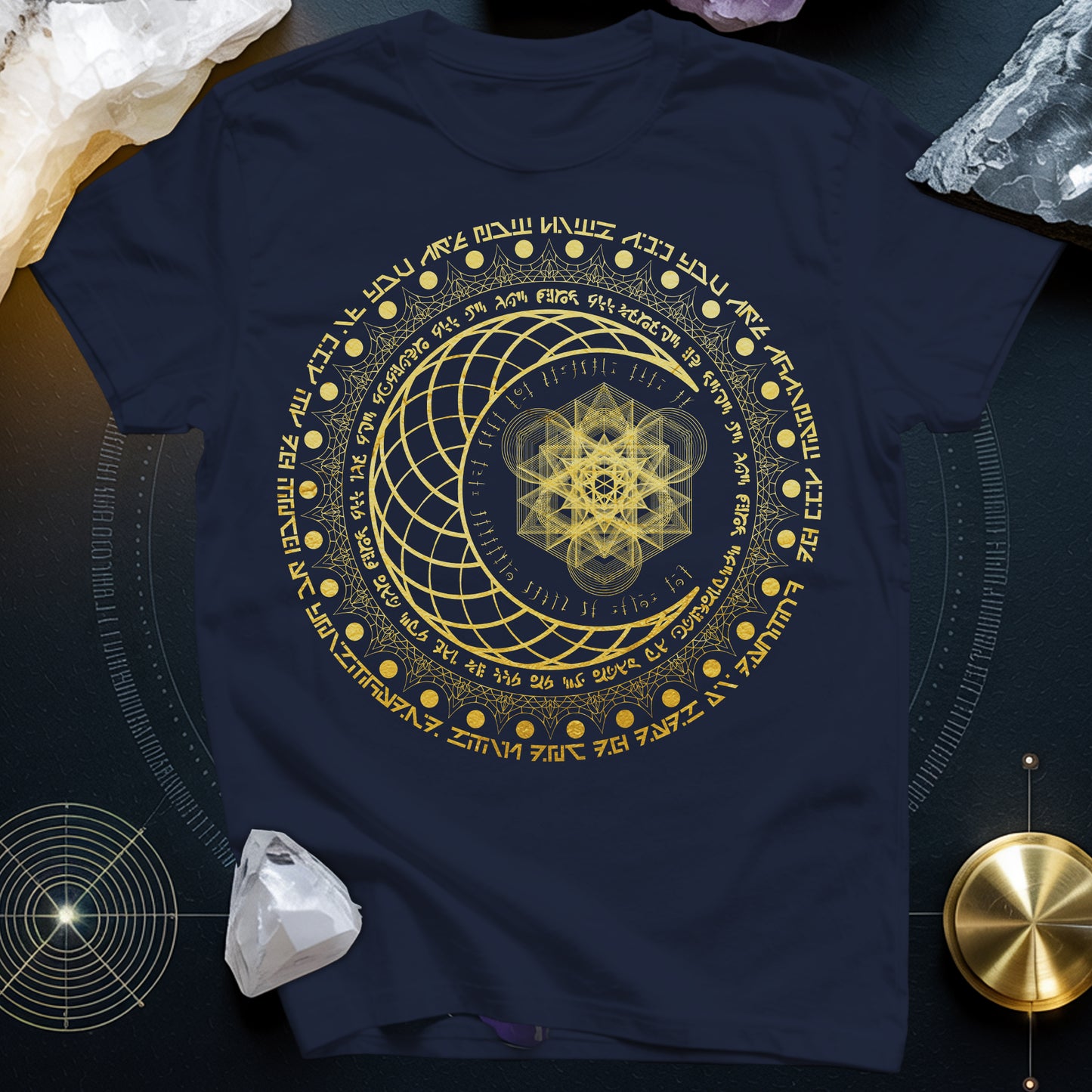 Sacred Geometry Moon Inscriptions T-Shirt