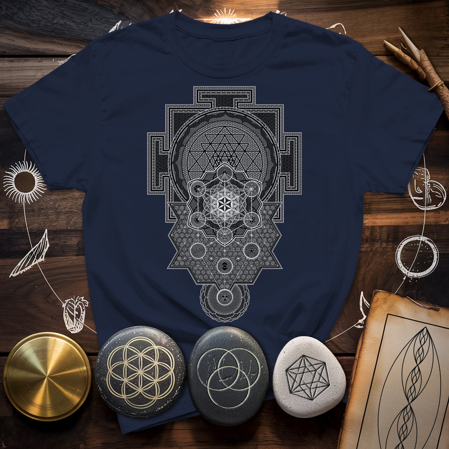 Sri Yantra Intricate Sacred Patterns T-Shirt