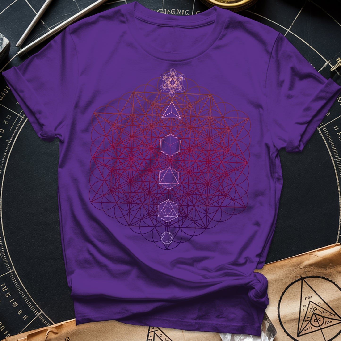 64 Tetrahedron Platonic Solids Metatron T-Shirt