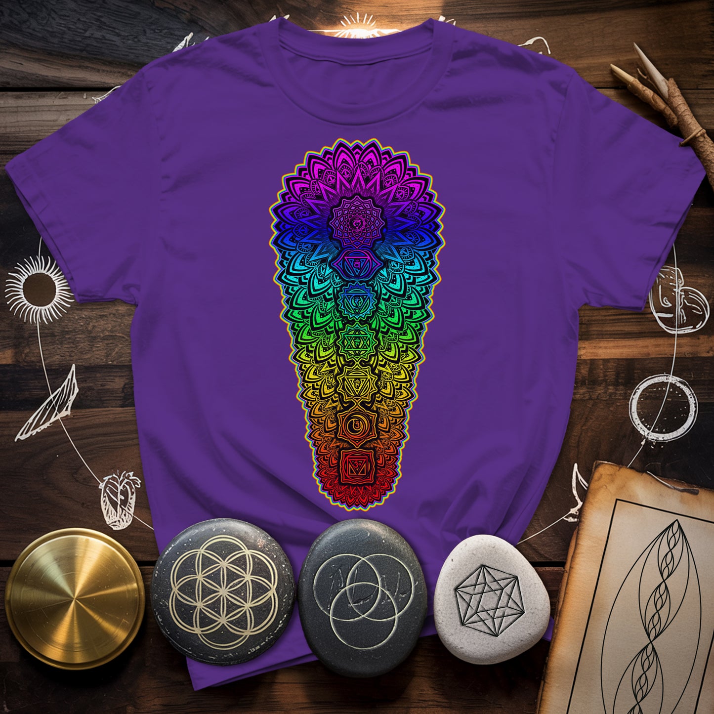 Chakra Spectrum Grounding Grid T-Shirt