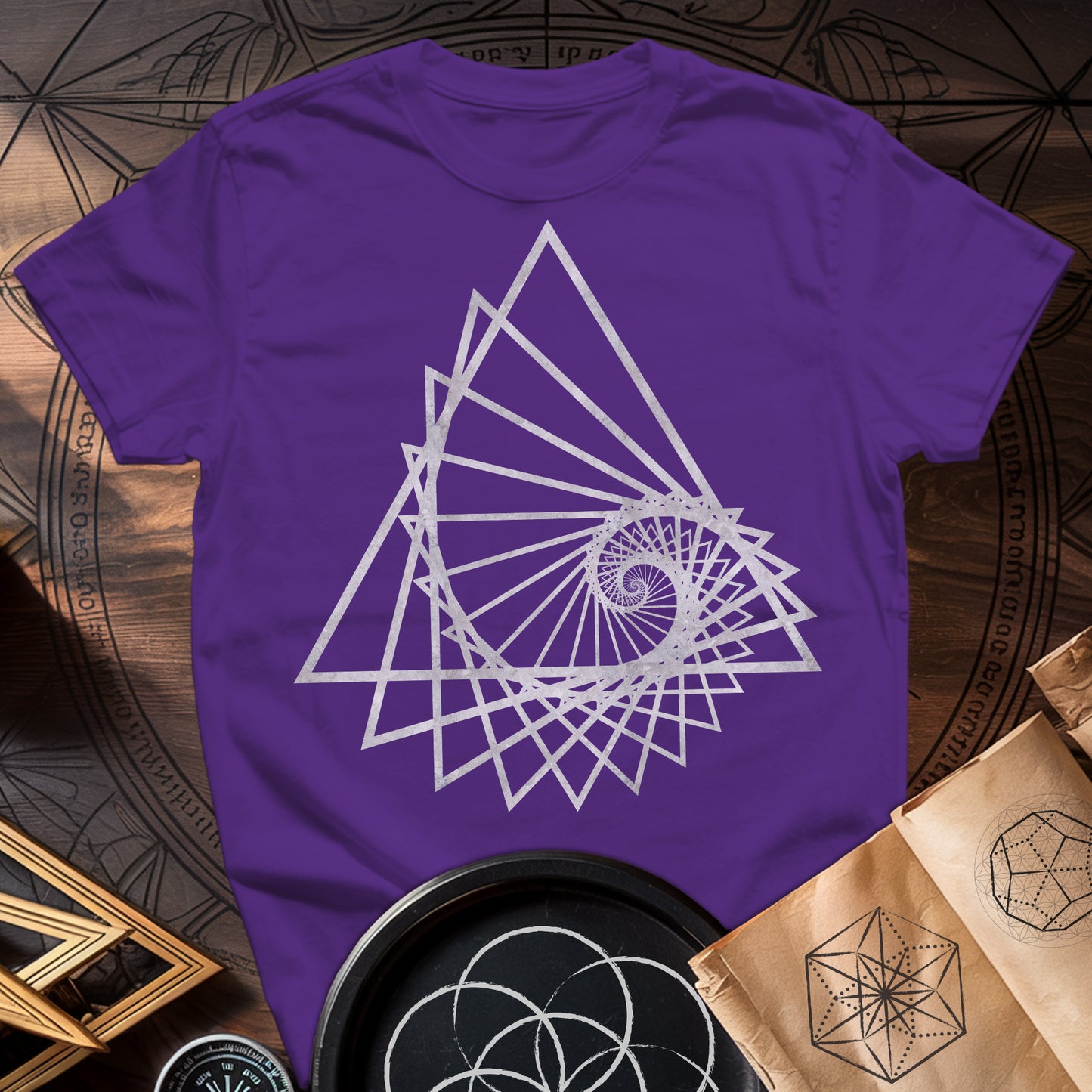 Spiralling Triangle Geometric T-Shirt