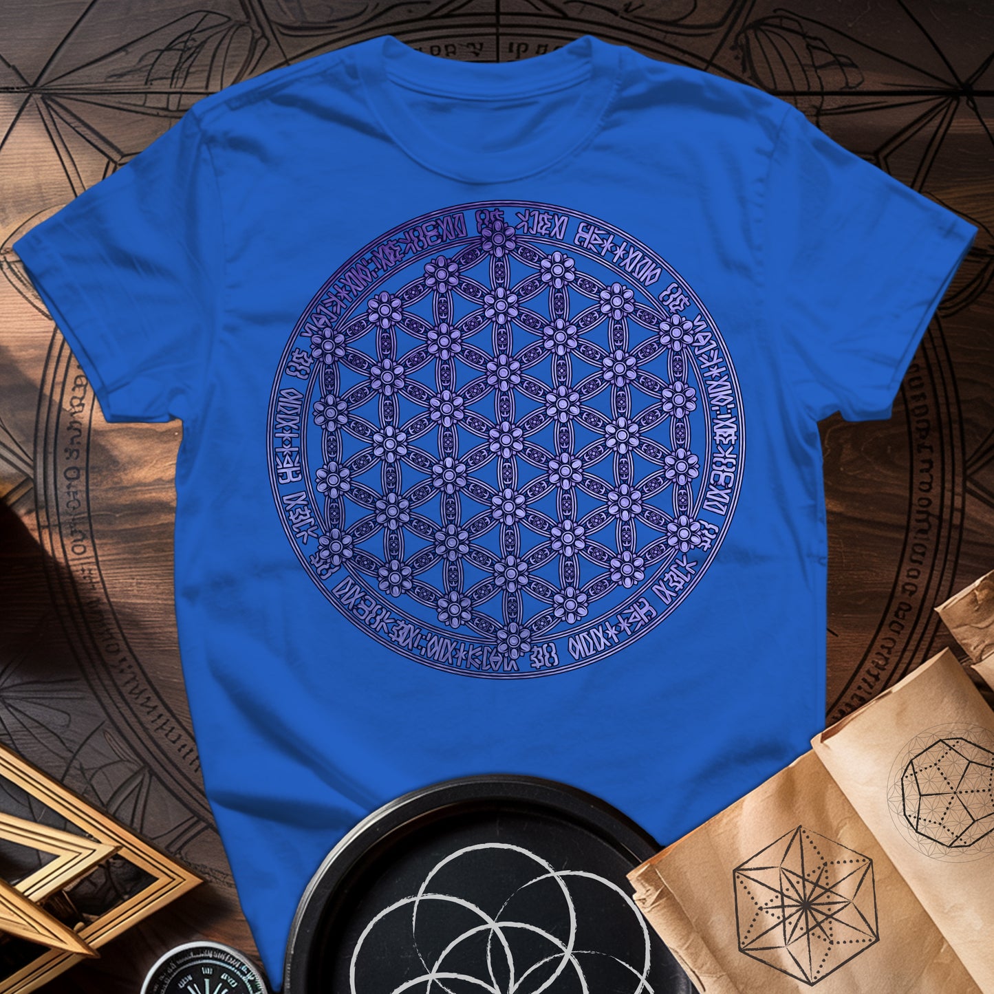 Purple Flower Of Life Foo Lion T-Shirt