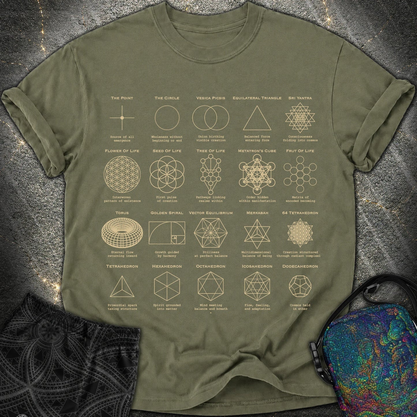 Sacred Geometry Figures Comfort T-Shirt - Sacred Geometry Figures Comfort T-Shirt - Sage