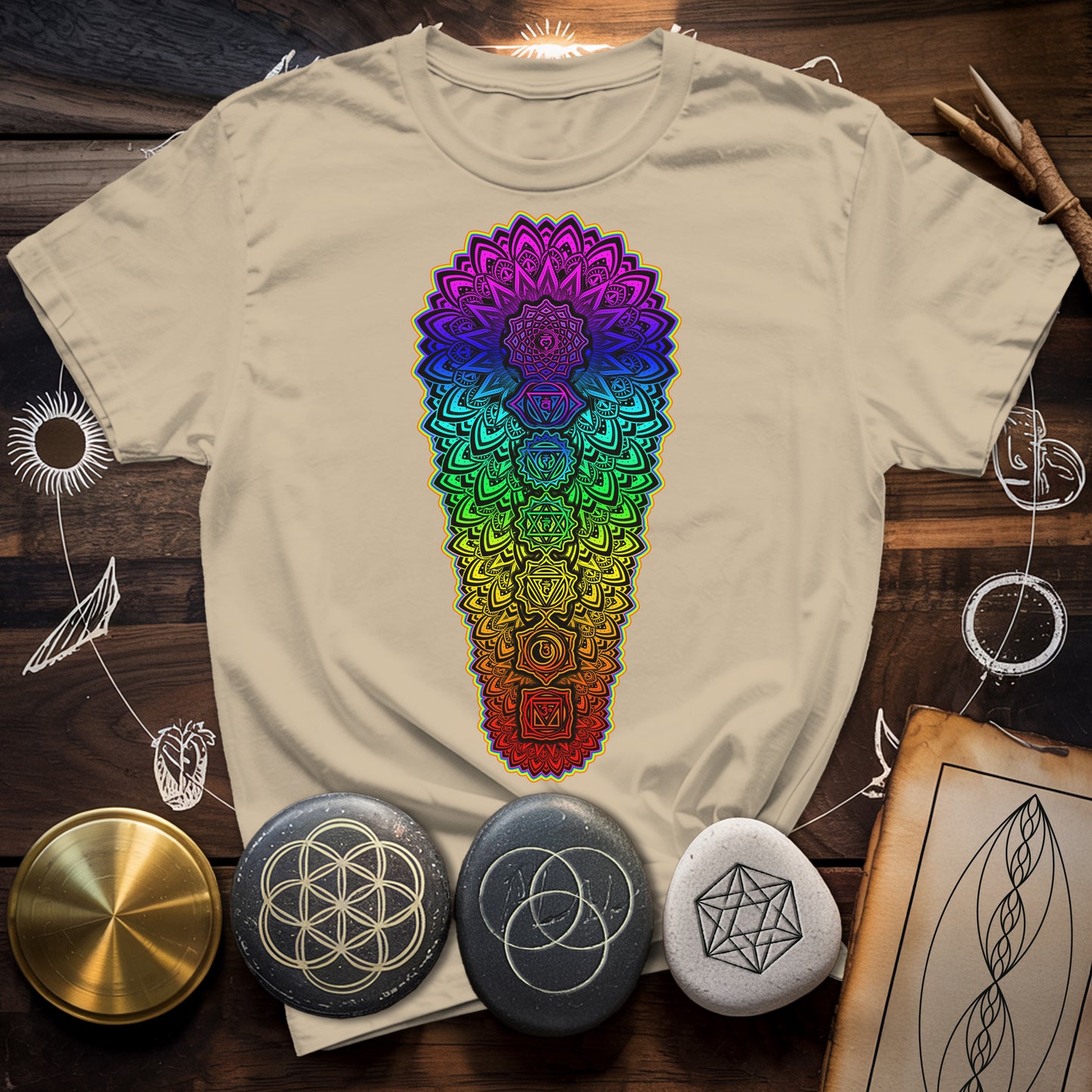 Chakra Spectrum Grounding Grid T-Shirt