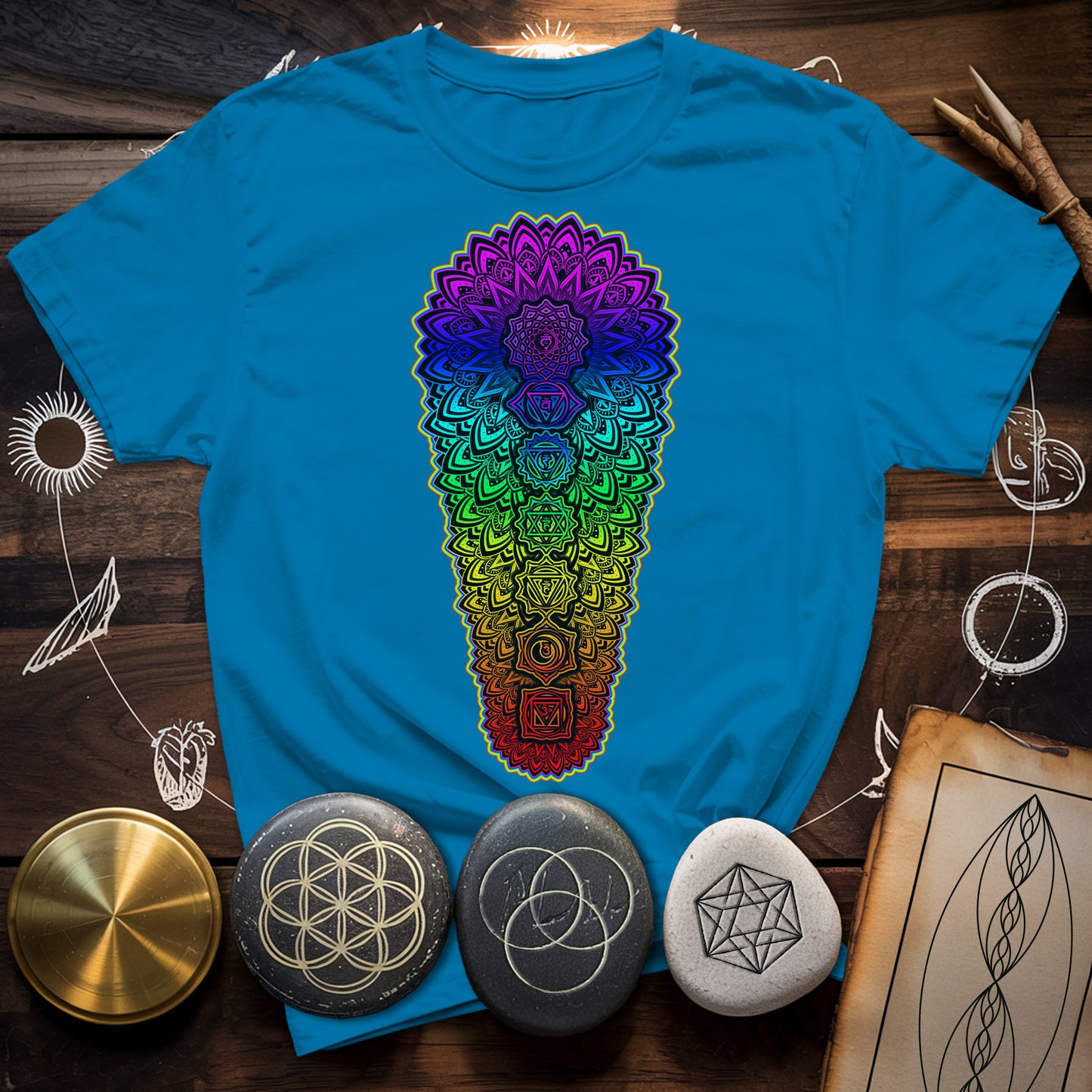 Chakra Spectrum Grounding Grid T-Shirt
