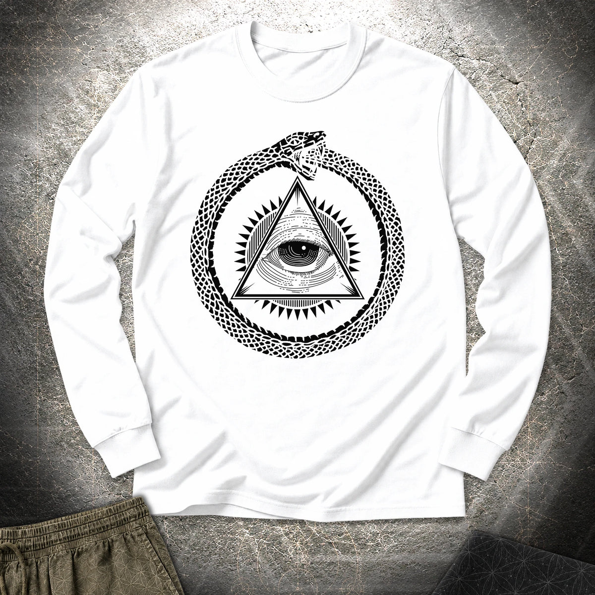 Ouroboros Eye Of Providence - Ouroboros Eye Of Providence Long Sleeve Shirt - White