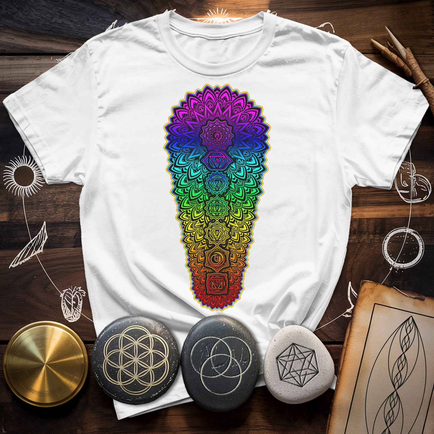 Chakra Spectrum Grounding Grid T-Shirt