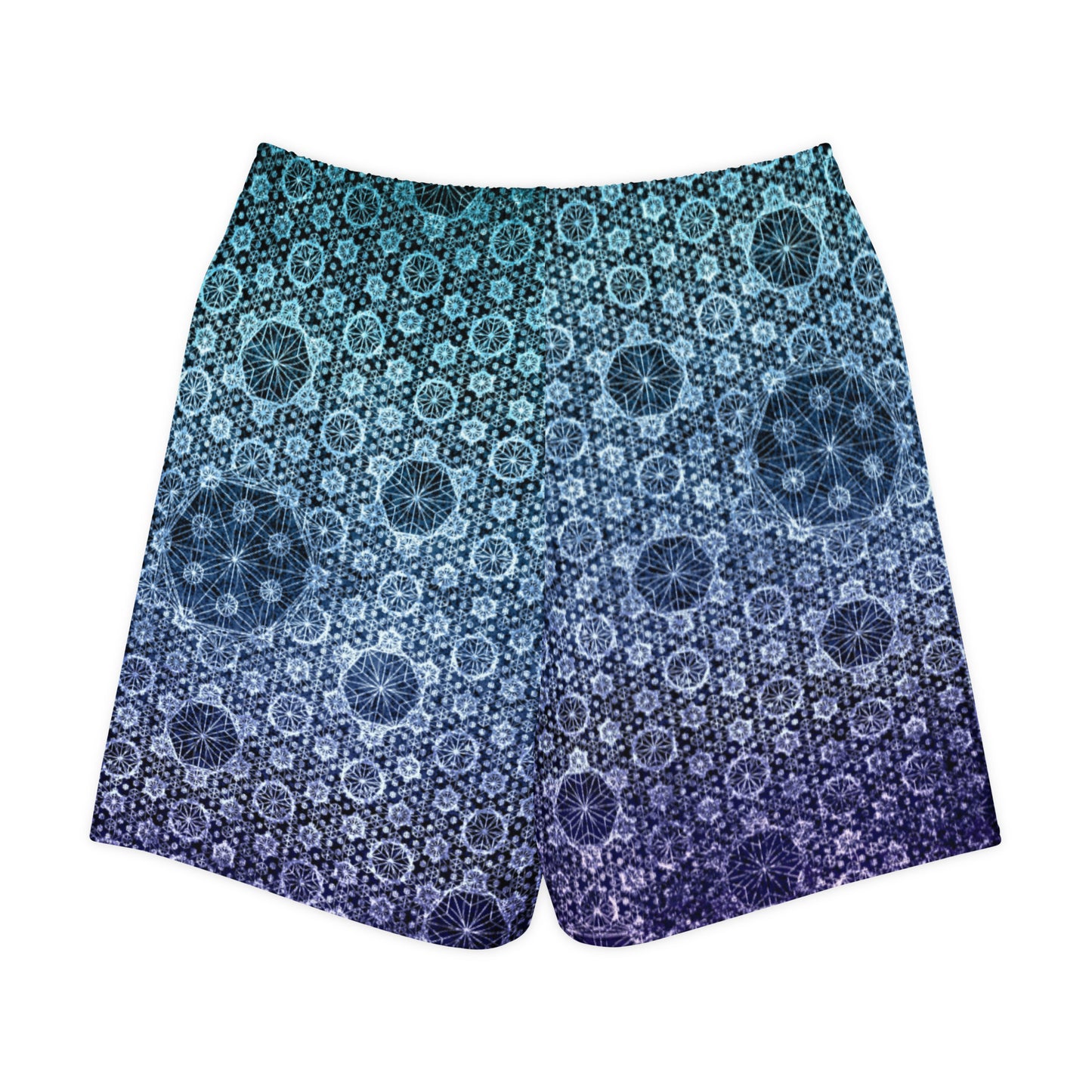 Blue Sacred Geometry Cotton Long Shorts