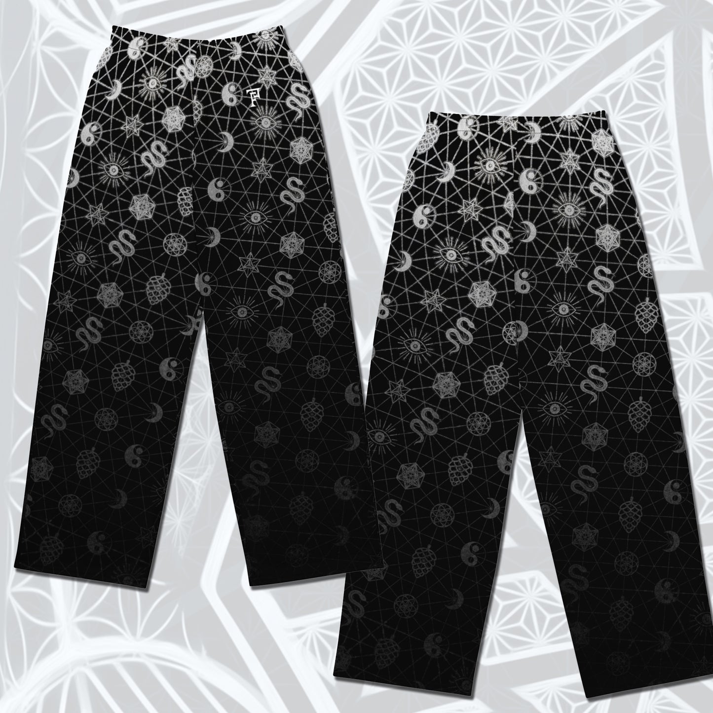 Silver Sacred Pattern Wide-leg Pants