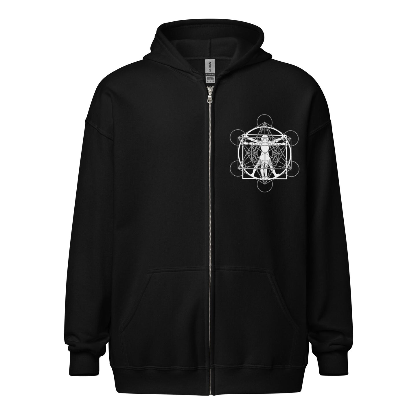 Da Vinci Metatron's Cube Sacred Geometry | Sacred geometry | Psychedelic Clothing | Festival Wear | Unisex heavy blend zip hoodie